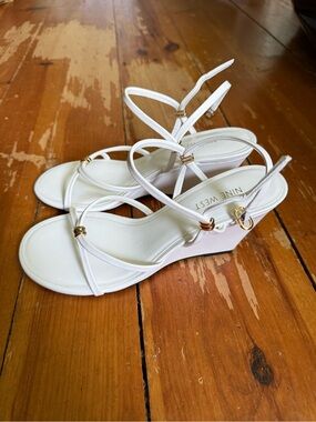 Nine West white wedge heels